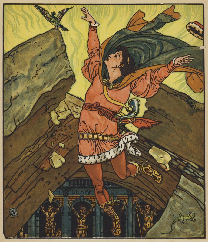 Prins Cheri en de kleine groene vogel door after Walter Crane