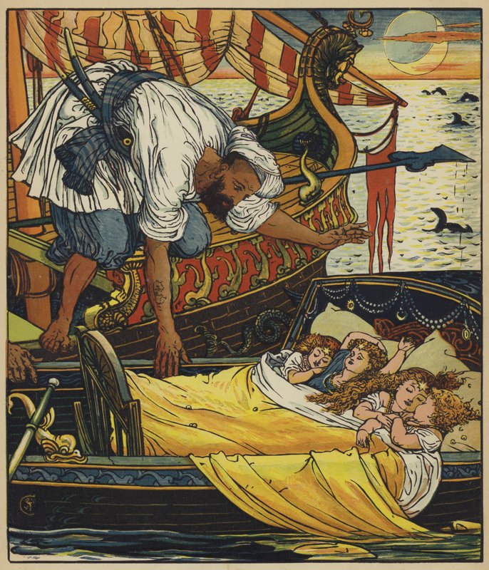 De kaper redt de kinderen door after Walter Crane