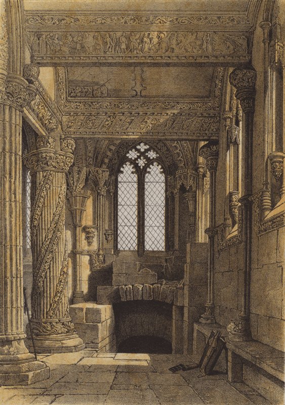 De Prentice-zuil, kapel van Roslin door after William Leighton Leitch