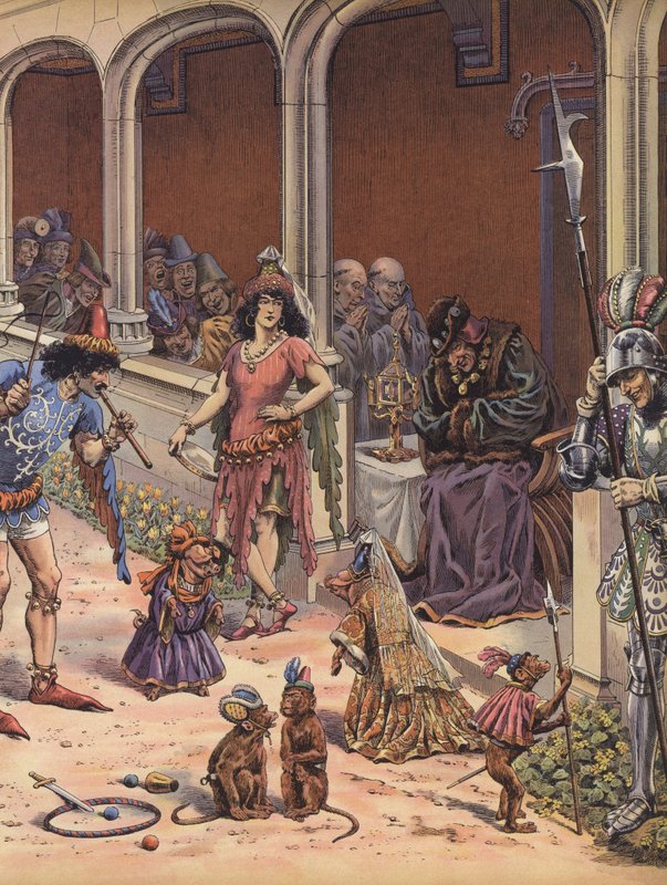 Artiesten vermaken de oude koning Lodewijk XI van Frankrijk door pseudonym for Onfray de Breville Jacques Job