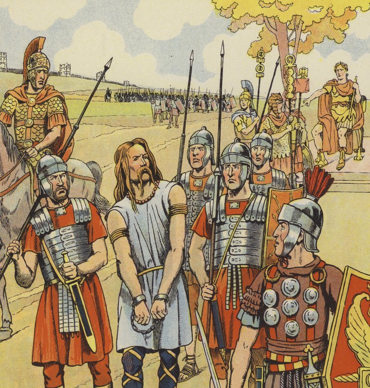 Vercingetorix geeft zich over aan Julius Caesar, 52 v.Chr. door pseudonym for Onfray de Breville Jacques Job