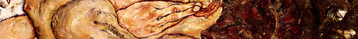 De omhelzing, 1917 (Egon Schiele), Detail: Umklammernde Hand am Rücken