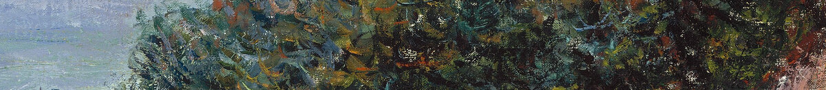 Weg bij La Cavée, Pourville (Claude Monet), Detail: Dunkles Buschwerk rechts