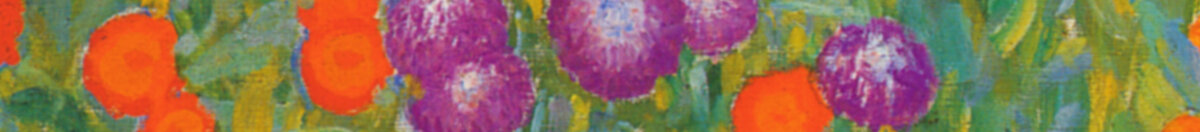 Boerentuin (Gustav Klimt), Detail: Violette Astern und rote Mohnblüten