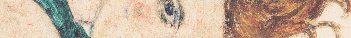 Zittende vrouw met opgetrokken knie (Egon Schiele), Detail: Gesicht und rotes Haar