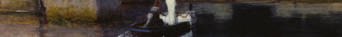 Het dodeneiland (Arnold Böcklin), Detail: Boot mit weißer Gestalt