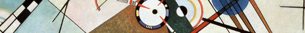 Compositie VIII. Schilderij van Wassily Kandinsky (of Wassily Kandinski of Kandinskij, 1866-1944). 1915 Zon. 201x140 cm New York, Guggenheim Museum (Wassily Kandinsky), Detail: Weißer Kreis mit Strahlen