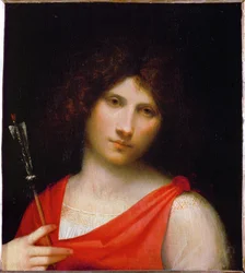 De jongen met de pijl (schilderij op populierenhout)