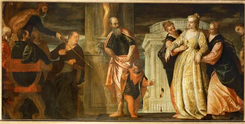 Esther voor Ahasveros (schilderij op doek)