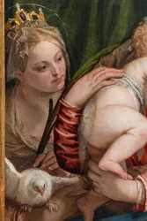 Madonna en kind Jezus tussen S. Catharina van Alexandrië en Petrus (detail)