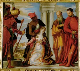 "Martelaarschap van de heilige Justinus, rond 1560 (schilderij op doek)