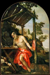 De boetvaardige Hiëronymus (schilderij op doek)