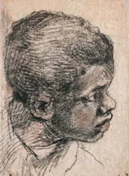 Hoofd van een negerjongen, Paolo Caliari bekend als Veronese (1528-1588), tekening