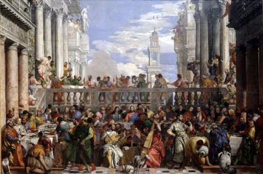 De bruiloft te Kana, wonder van de verandering van water in wijn, door Veronese