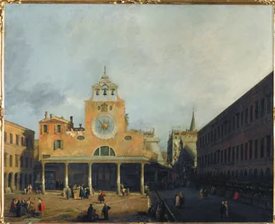 Het plein voor San Giacomo di Rialto, Venetië (schilderij op doek)