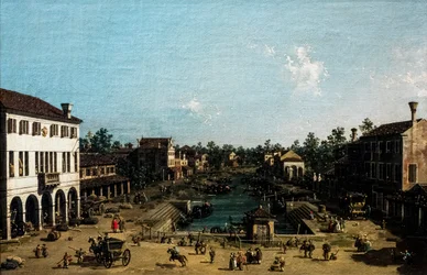 Gezicht op Mestre met het Canale delle barche, ca. 1755-1760 (olieverf op doek)