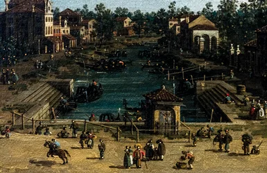Gezicht op Mestre met het Canale delle barche, detail, ca. 1755-1760 (olieverf op doek)