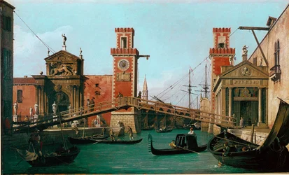 De Arsenalbrug in Venetië, schilderij van Giovanni Antonio Canal, genaamd Canaletto (1697-1768), 1730-1731, 47 x 79 cm, Engeland, Woburn Abbey