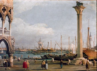 Gezicht op het Bassin van San Marco en de kerk van San Giorgio Maggiore vanaf de Piazzetta in Venetië (olie op doek)