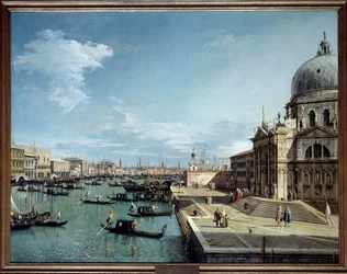 Zicht op de ingang van het Grote Kanaal en de Kerk van Salute in Venetië