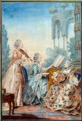 De drie dochters van de componist Joseph Nicolas Pancrace Royer voeren de partituur van het ballet Zaide uit