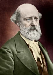 Portret van de architect Eugene Viollet le Duc (Viollet-le-Duc) (1814-1879). c.1879 (gravure)