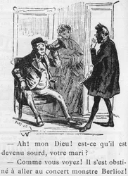 Cartoon over het werk van Hector Berlioz (1803-1869) ontworpen door Nadar in 1856 voor het Journal pour rire