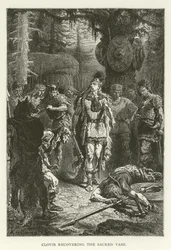 Clovis herstelt de Heilige Vaas (gravure)