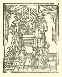 Illustratie voor The Roxburghe Ballads (houtsnede)