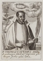 Thomas Cottam, Engelse katholieke priester en martelaar (gravure)