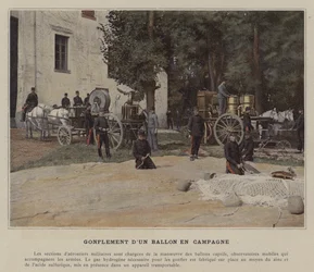 Opblazen van een ballon in het veld