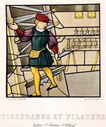 Wevers en Spinners - volgens een Glas-in-loodraam uit de Kerk van St. Stefanus van Elbeuf