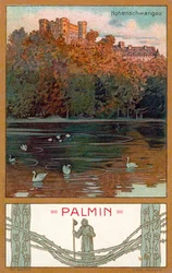 Kasteel Hohenschwangau, Beieren (chromolitho)