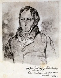 Portret van Georg Wilhelm Friedrich Hegel (1770-1831), Duitse filosoof en idealist. Gravure naar een tekening van G. Hensel.