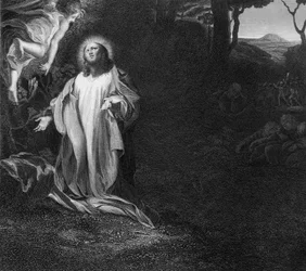 Christus biddend in de tuin (gravure)