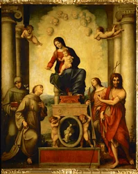 De Madonna van Sint Franciscus Assisi (schilderij op populierenhout)