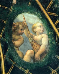 Ovaat met cherubijnen, fresco door Antonio Allegri Da Correggio (1489-1534)