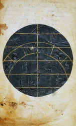 Noordelijk hemelgewelf, miniatuur, astronomische tabel door Ptolemaeus