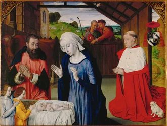 Aanbidding van het Kind (schilderij op hout)