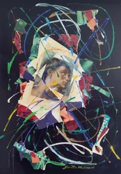 G. C. Riccardi, Adamo, 1986, Gemengde media op doek, 70x100, Italië.