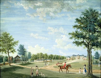 Het kasteel van Raincy, de stallen en het Russische dorp