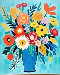 Matisse geïnspireerde bloemen in een vaas