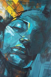 abstract vrouwengezicht, wanddecoratie voor woonkamer