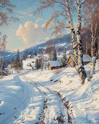 Landschap met sneeuw Landschap muurdecor voor slaapkamer