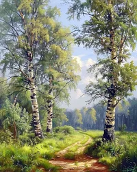 Landschap met betoverd bos, wanddecor voor woonkamer