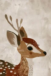 Boheemse dieren kind wanddecoratie, minimalistische hertenillustratie