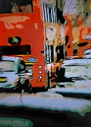 Oranje stadsbus