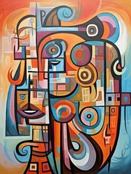 Prachtig kubisme graffiti, moderne muurdecoratie ideeën