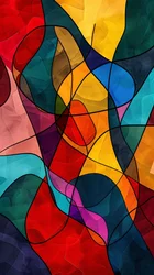 Kleurrijk abstract glas in lood, vinicunca Picasso stijl, wanddecoratie voor elke kamer