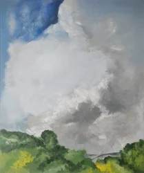 Landschap met wervelende wolken